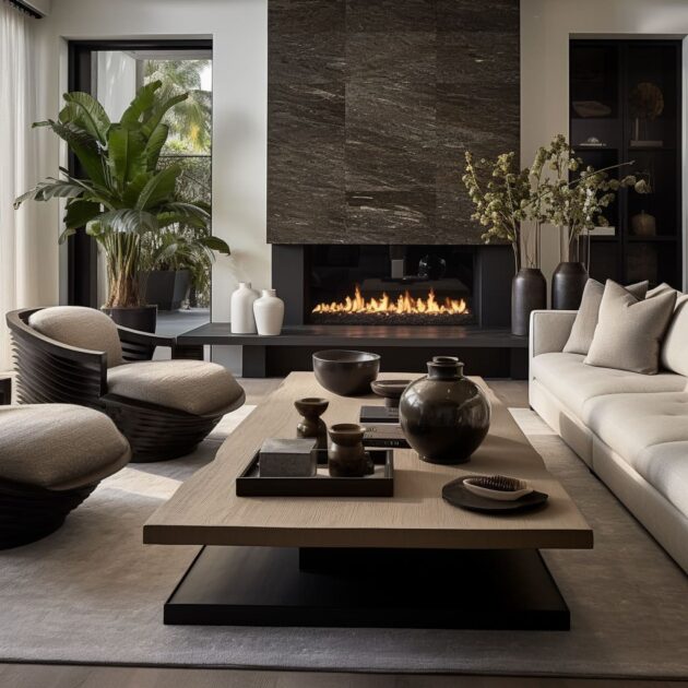 Illustration of Luxury Large Format Natural Stone Tile And Lighting Design Inspiration