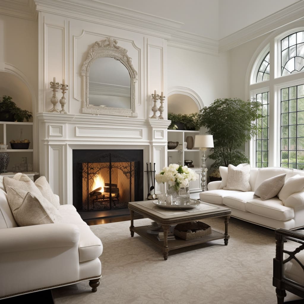 A room where classic aesthetics shine, offering a space that feels both elegant and cozy.