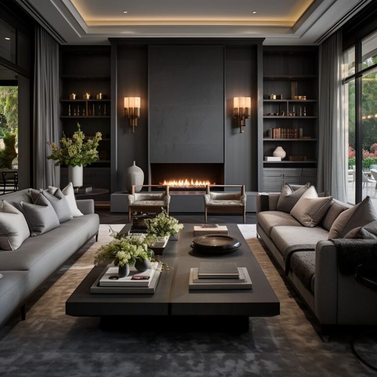 Luxury Gray Living Room Interior Design Ideas | FH