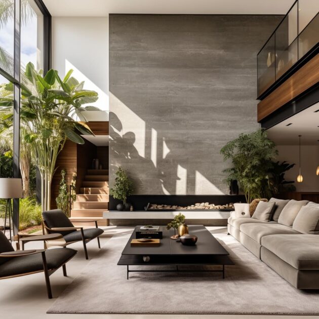 Organic & Modern Minimalist Living Room Interior Design | FH