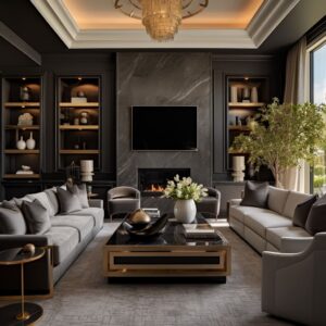 Luxury Gray Living Room Interior Design Ideas | FH