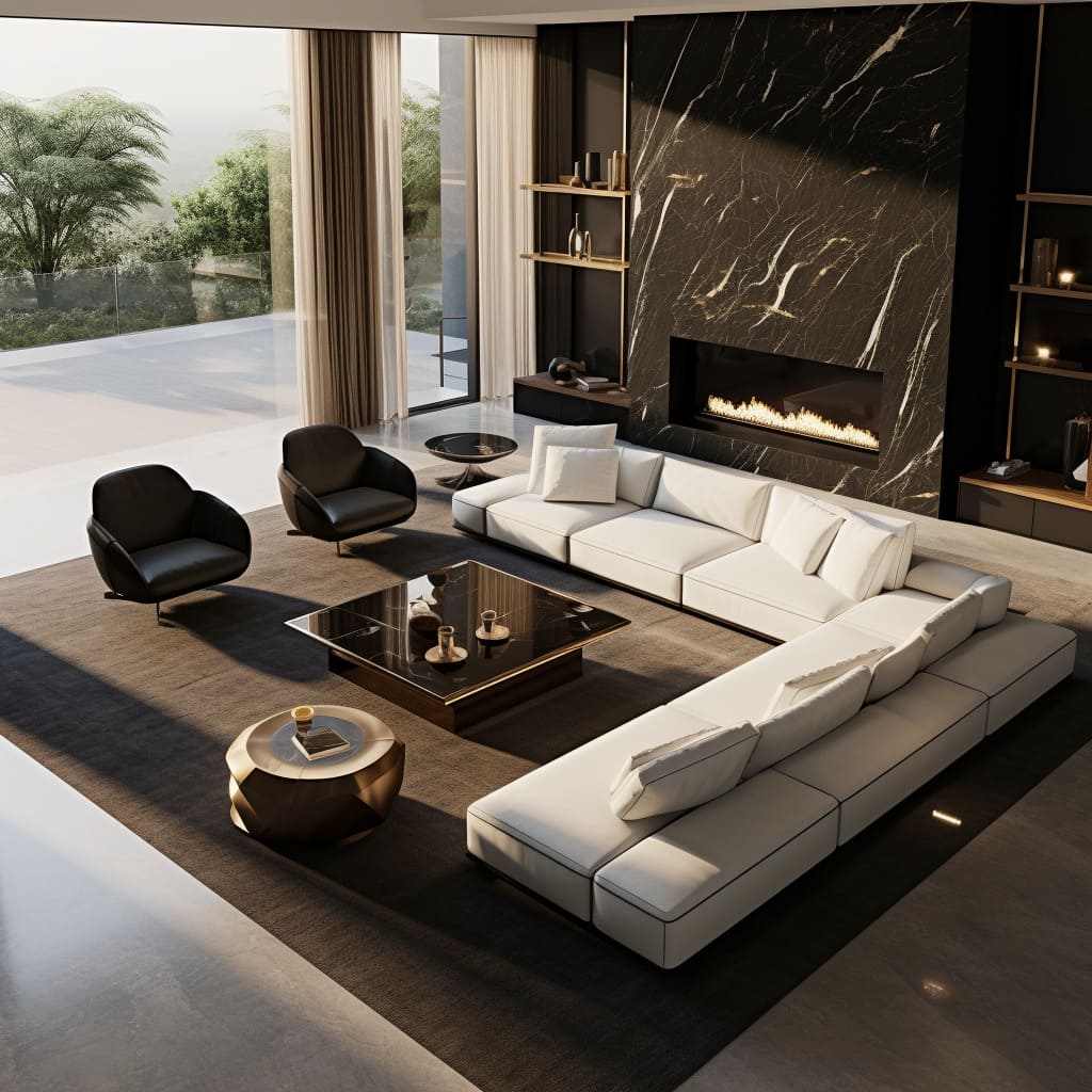 An architecturally minimalist setting with a zen-like atmosphere, defined by its open, airy layout and neutral tones