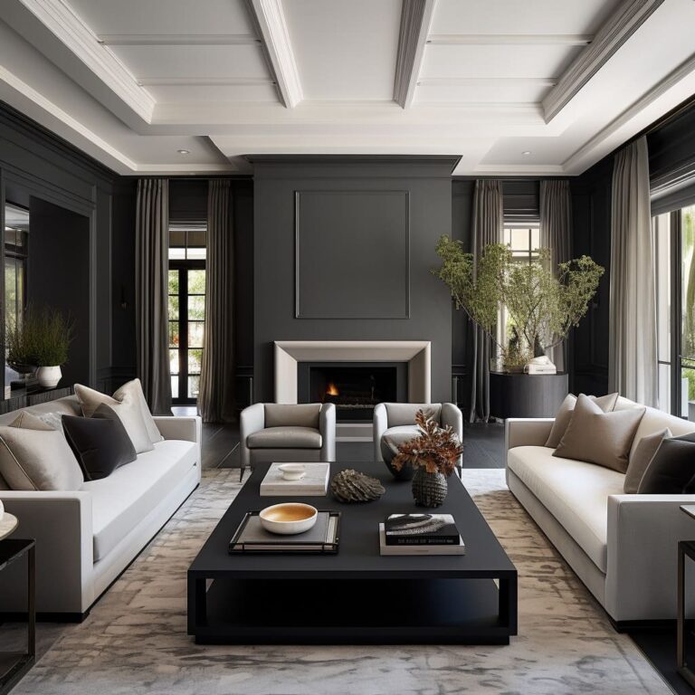Luxury Gray Living Room Interior Design Ideas | FH