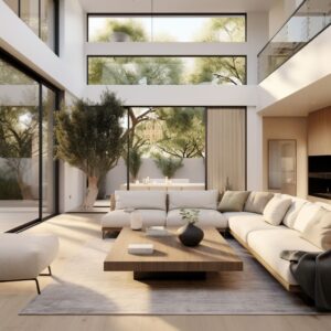 Organic & Modern Minimalist Living Room Interior Design | FH