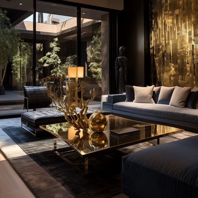 Bold Black&Gold Living Room Interior Design Ideas | Amazing