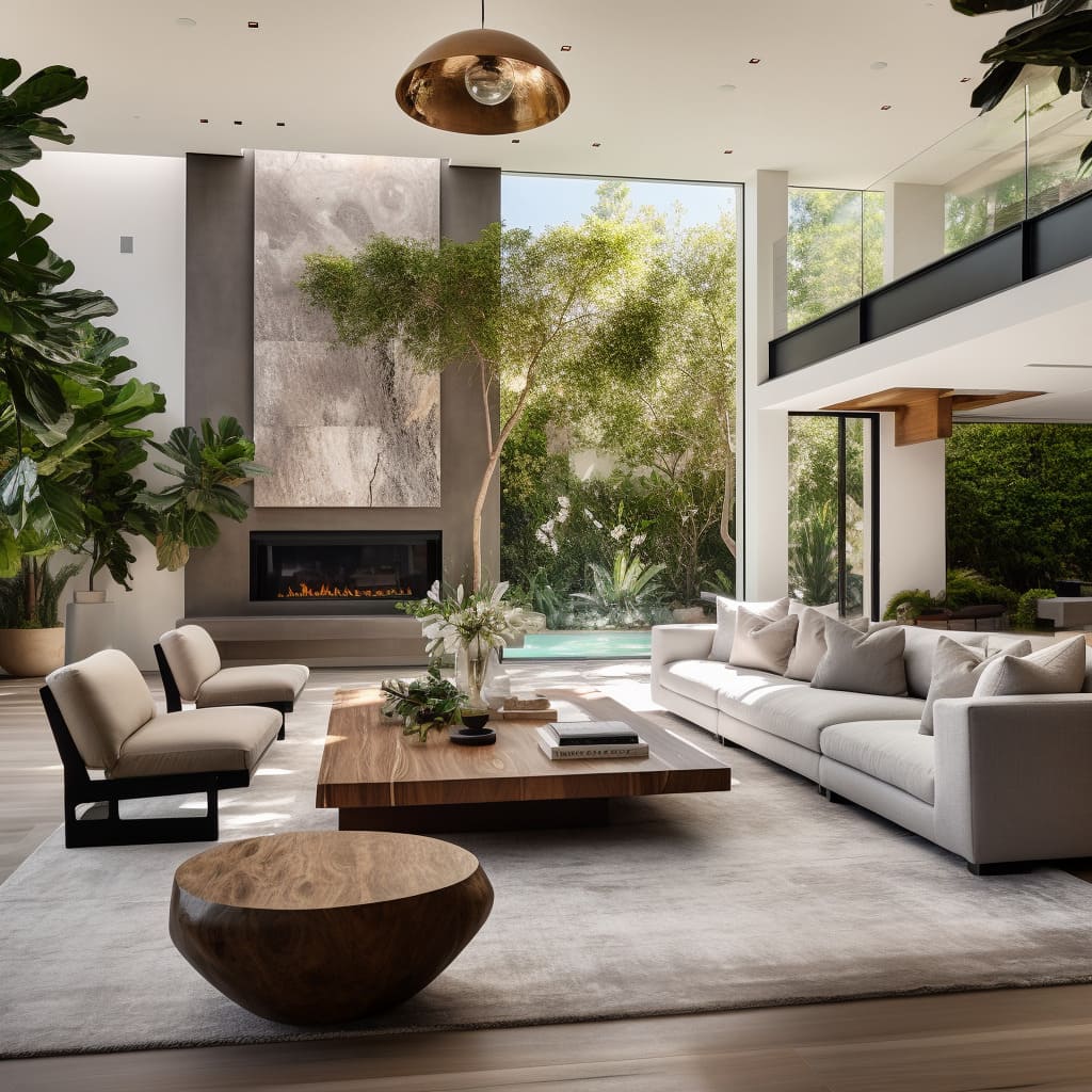 An oversized lounge with an open atmosphere showcases stylish interiors and chic design