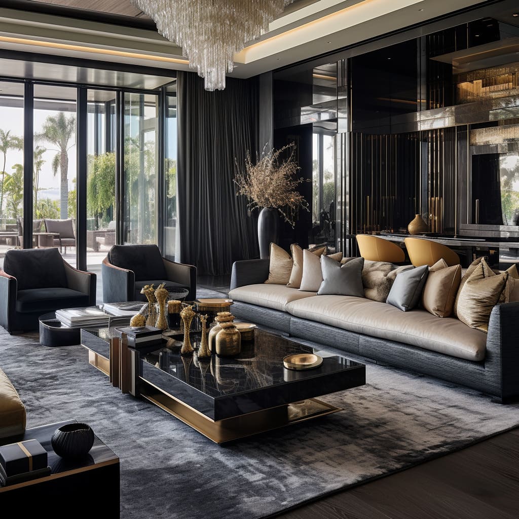 Artful decor and chic lighting fixtures add to the contemporary luxury interior