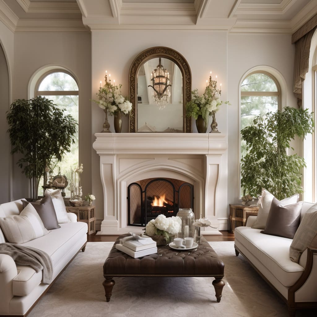 Time-honored components such as customary furnishings and pristine, pale-colored partitions conjure an elegant ambiance within this American-influenced lounge.
