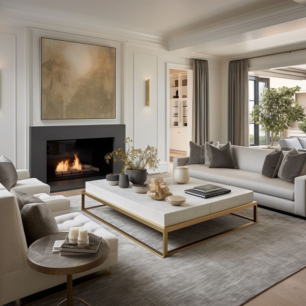 Contemporary classic elements and home elegance blend seamlessly in the space