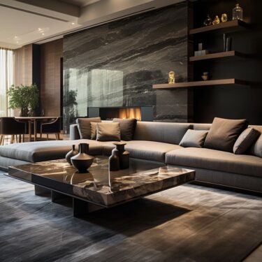 Luxury Large Format Natural Stone Tile And Lighting Design Inspiration photo