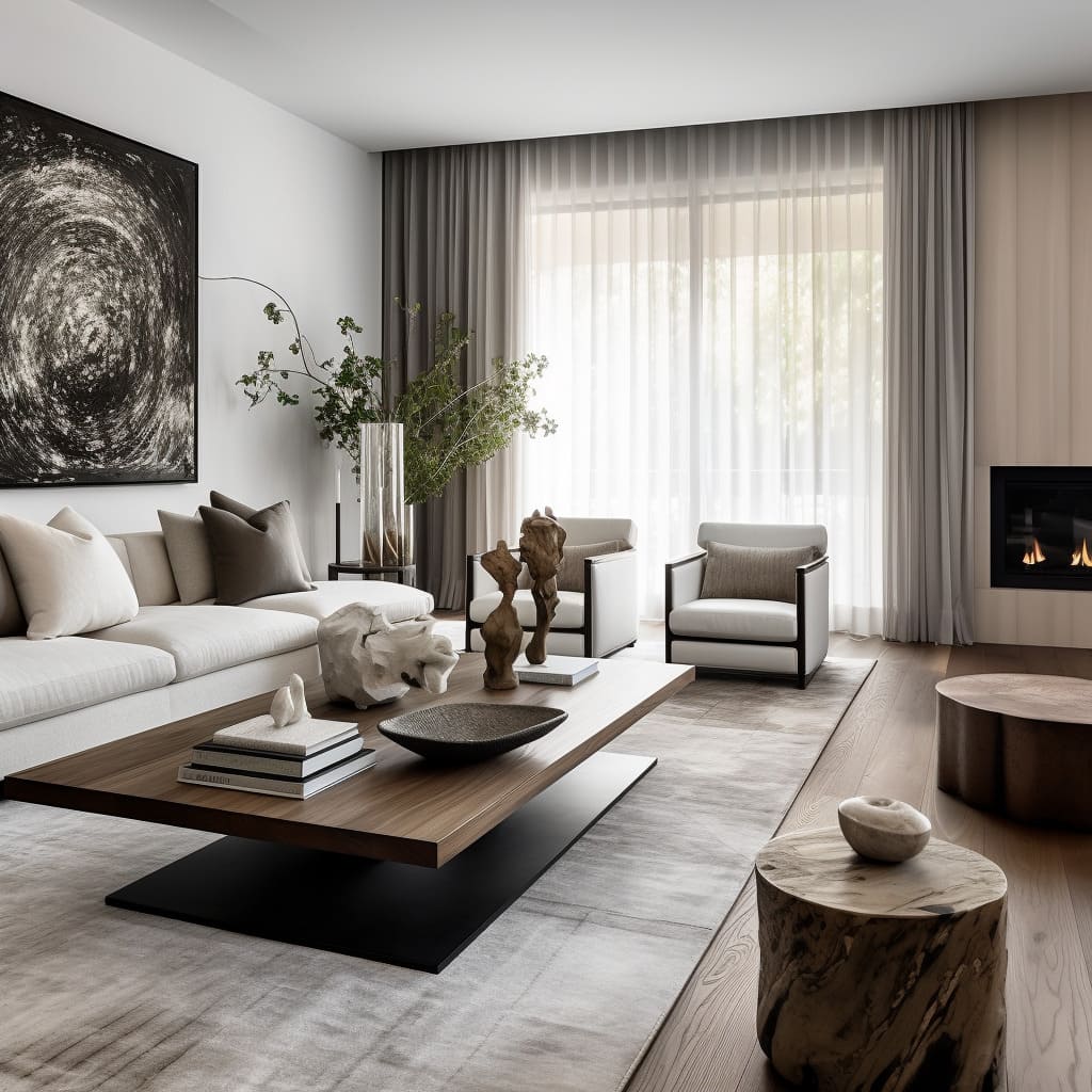 Craftsmanship shines through in the form and function of the furniture in this sophisticated living room