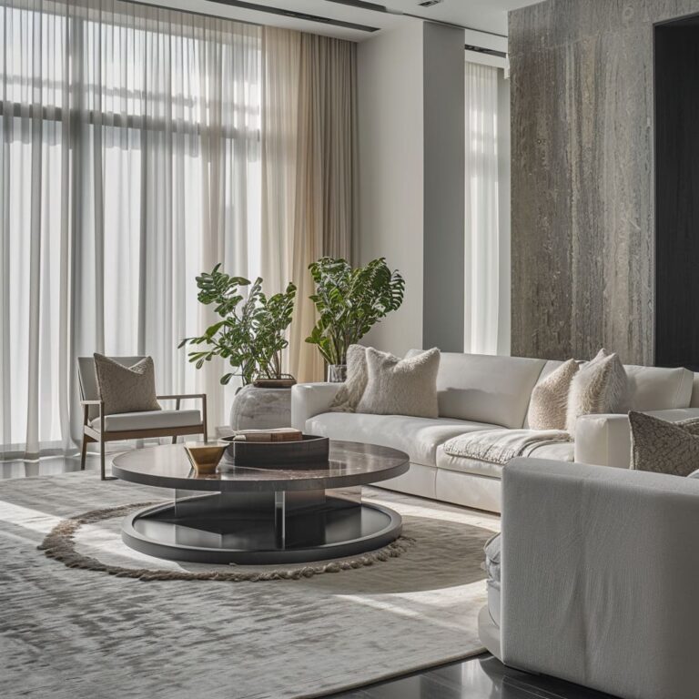 Image showcasing Interior Design Trends for Dark Curtains in Living Rooms