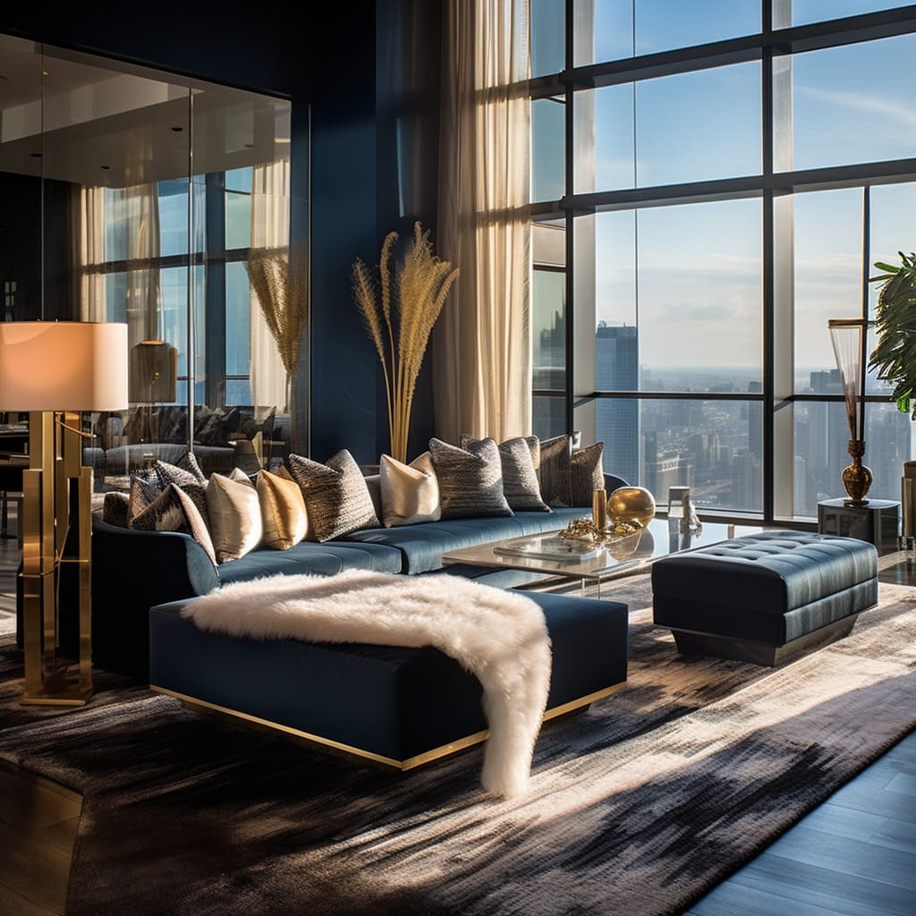 Customized furnishings and designer accents define the elegance of this metropolitan penthouse