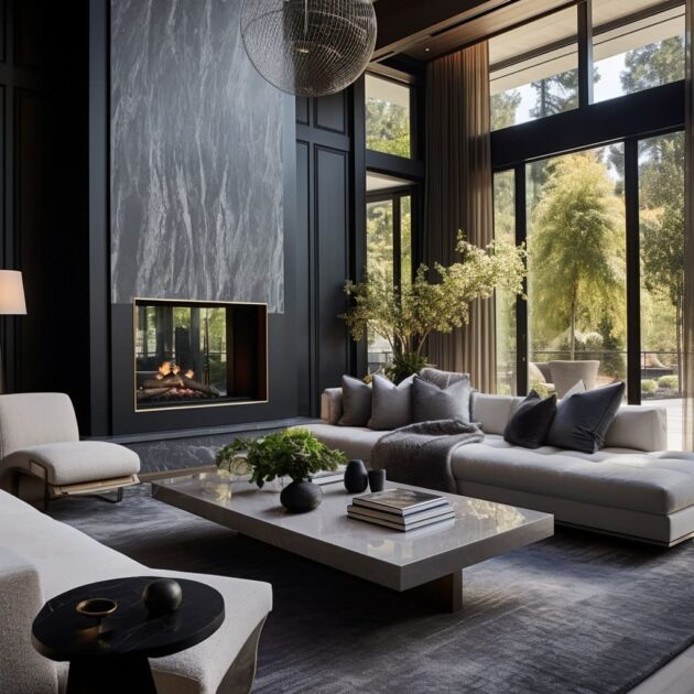 Luxury Gray Living Room Interior Design Ideas | FH