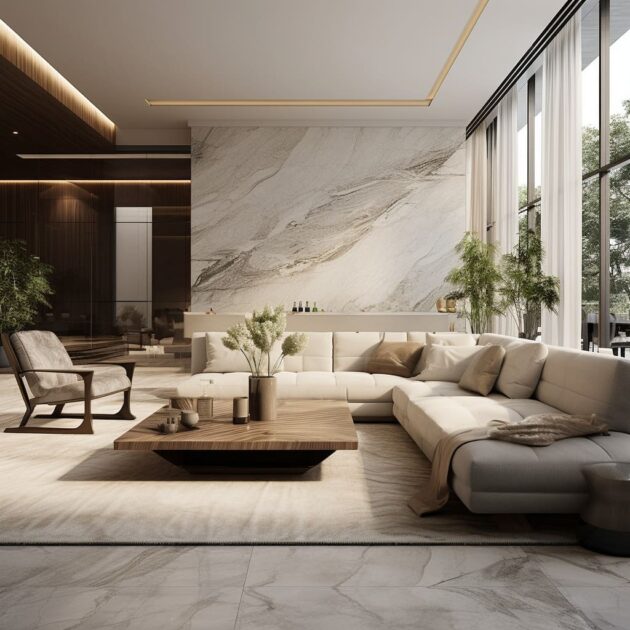 Natural Stone in Contemporary Luxury Interior Design | FH - Luxury Large Format Natural Stone Tile And Lighting Design Inspiration