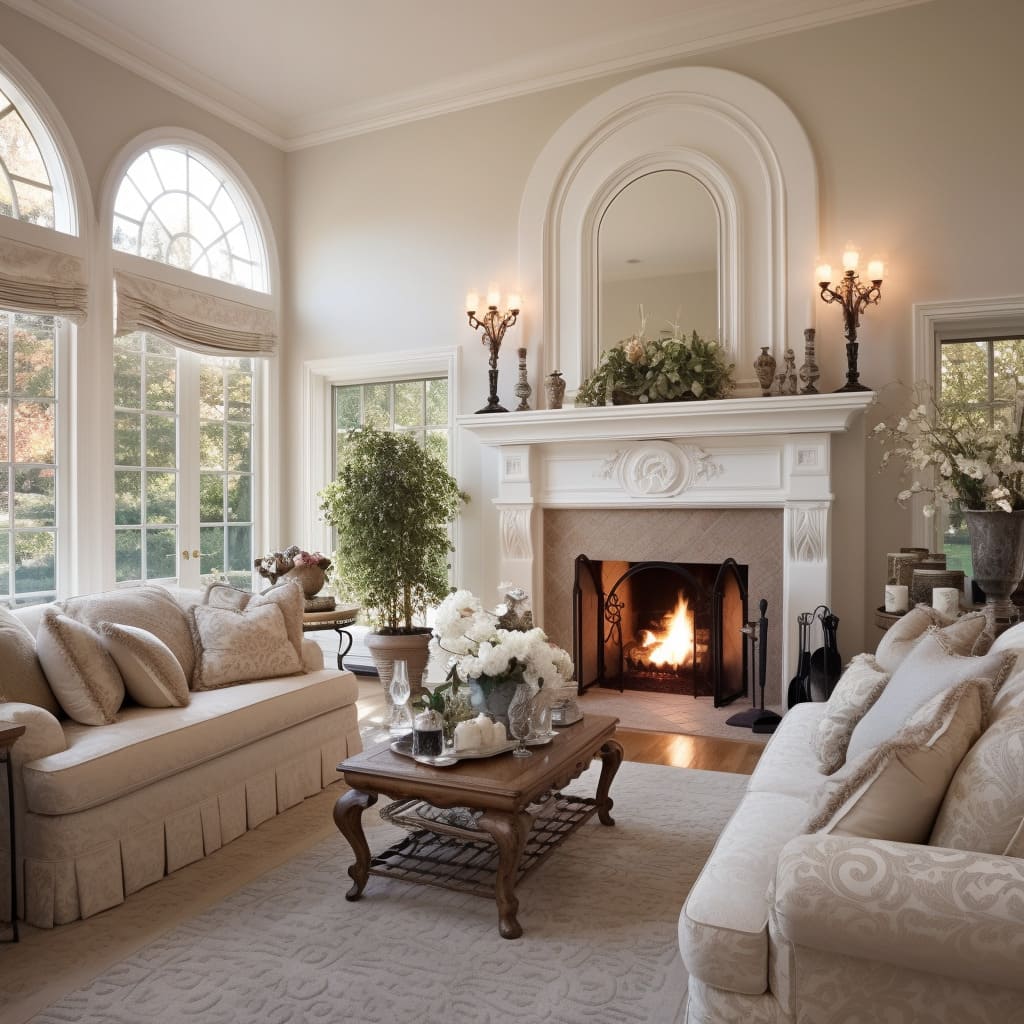 In such American vibe living room, classic furniture takes center stage, creating an inviting atmosphere.