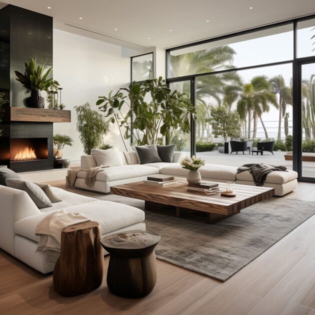 Organic & Modern Minimalist Living Room Interior Design | FH