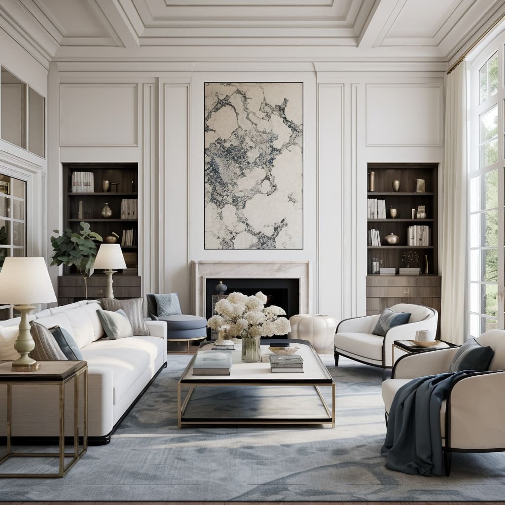 In the family room, design craftsmanship shines through stylish comfort and decorative sophistication