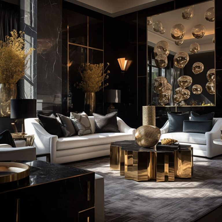 Bold Black&Gold Living Room Interior Design Ideas | Amazing