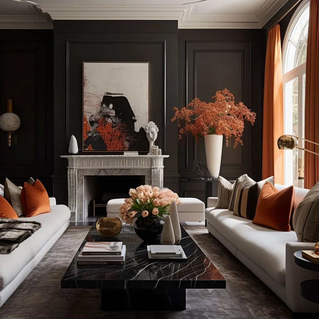 In this sitting room, the fusion of modern and transitional styles