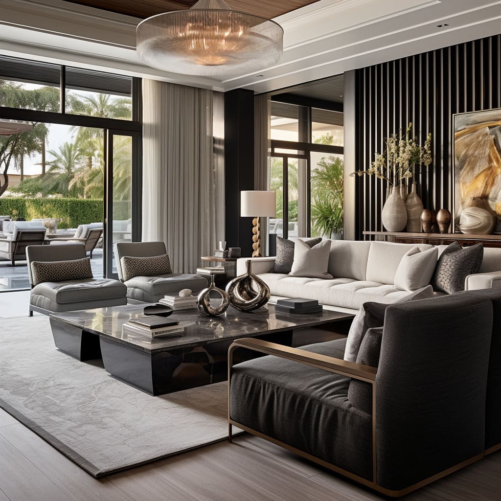 Interior harmony creates a serene environment, harmoniously blending sophisticated comfort