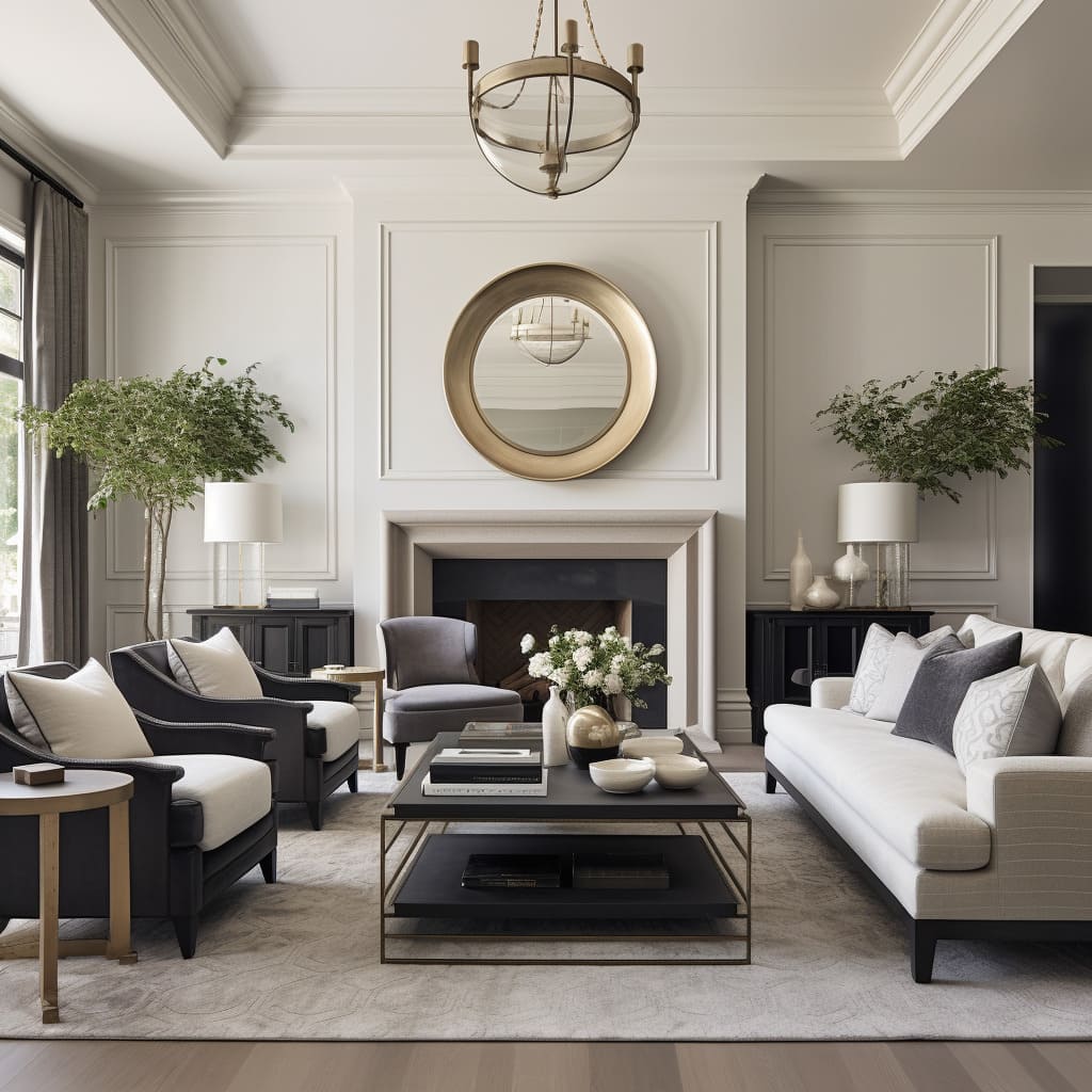 Interior refinement and timeless chic are at the heart of the living room's decor
