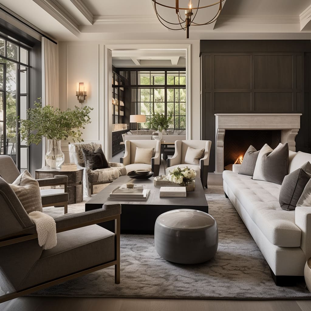 Living room design is guided by a philosophy of timeless appeal