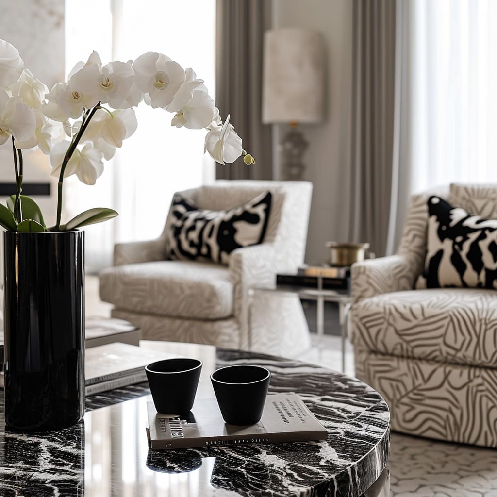 Modern armchairs with decorative pillows