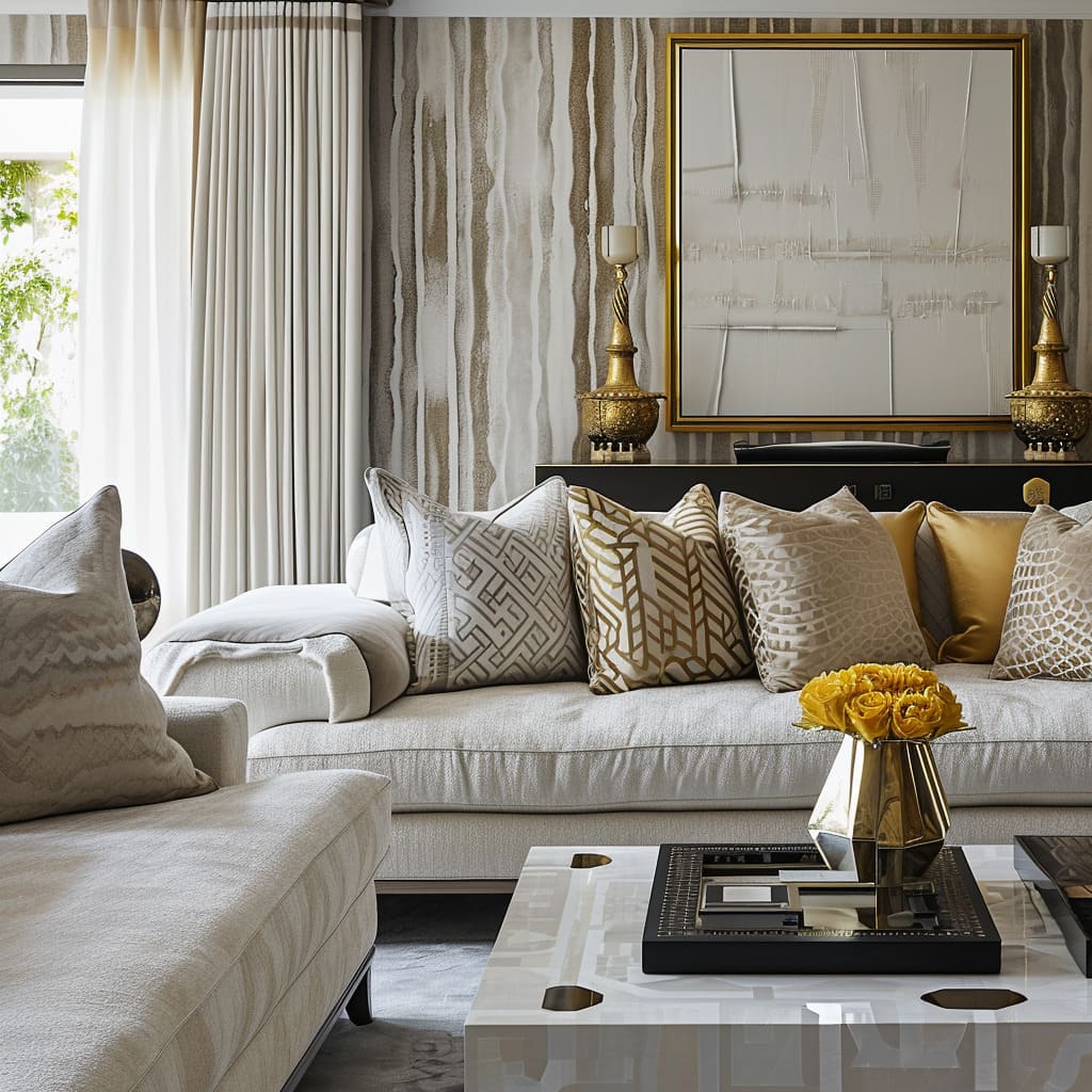Plush comfort defines this contemporary sitting room, reflecting refined taste