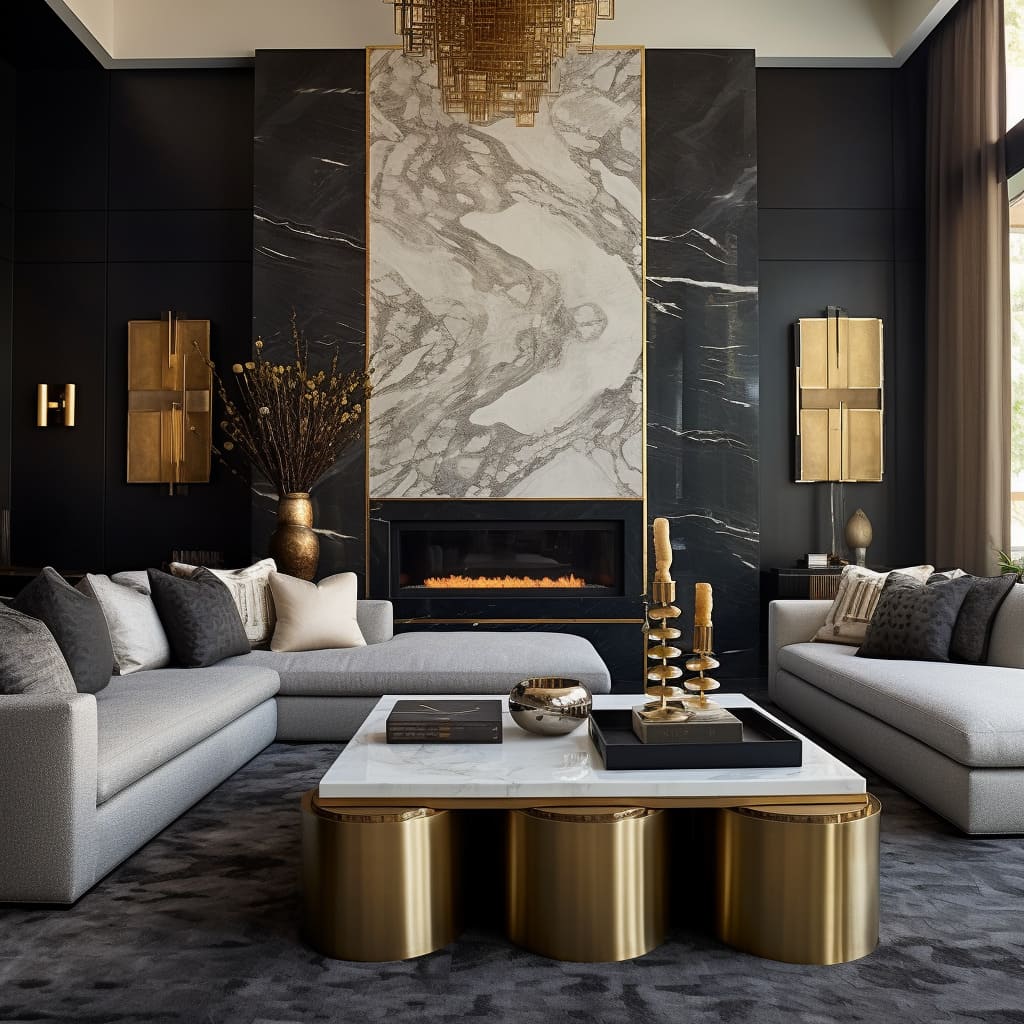 Premium finishes and custom cabinetry contribute to the refined elegance of the living room