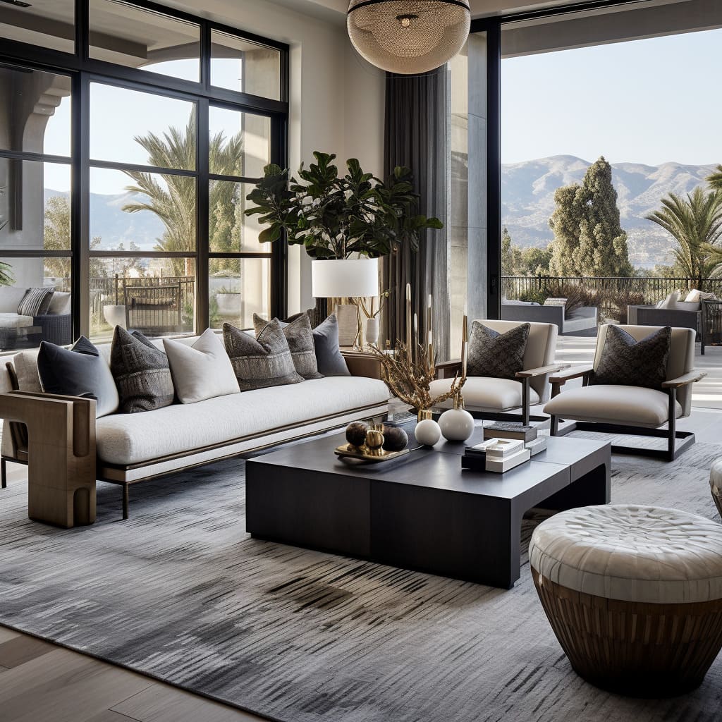 Quality craftsmanship ensures that design principles are upheld throughout this plush lounge