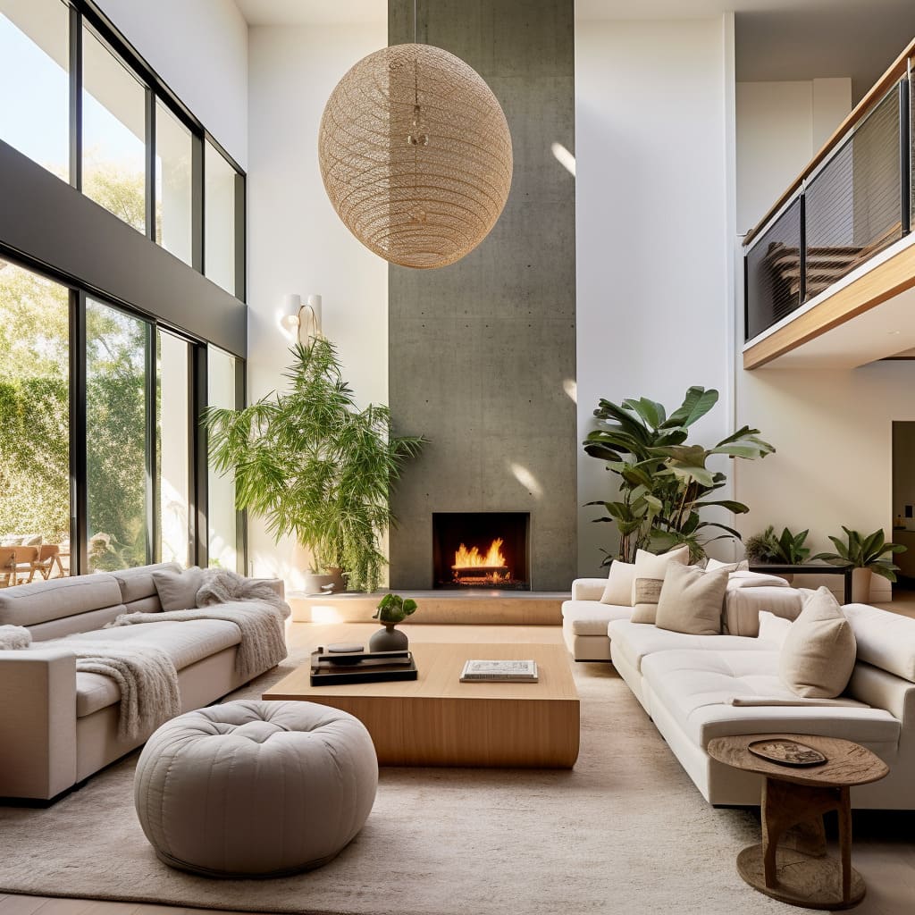 Relax on the comfy sectional sofa in the sitting area, surrounded by nature-inspired decor