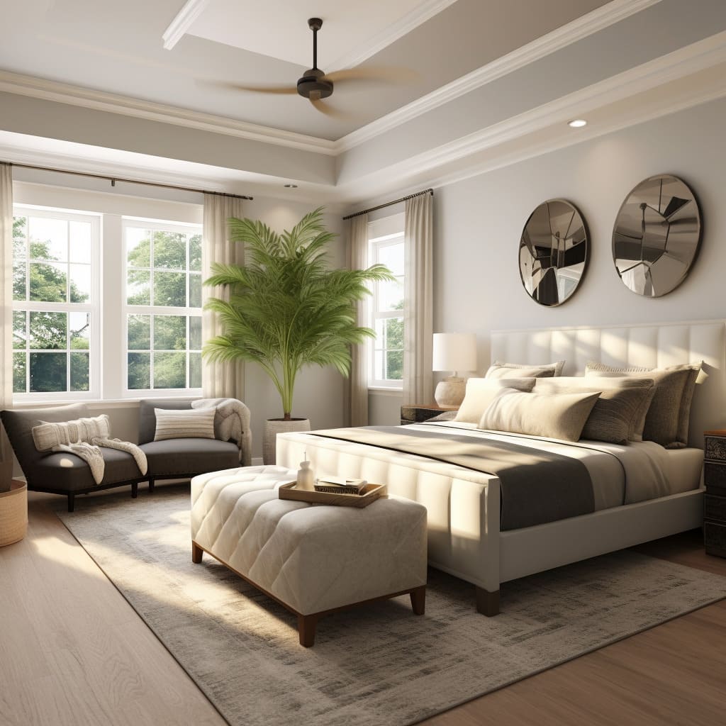 Simple and clutter-free, this master bedroom design promotes relaxation.