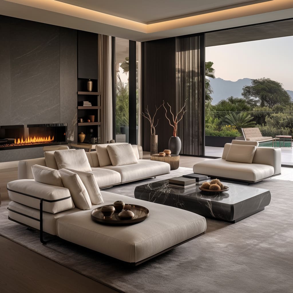 Spacious interiors are elevated with luxe minimalism, blending elegant simplicity with subtle, high-quality textures