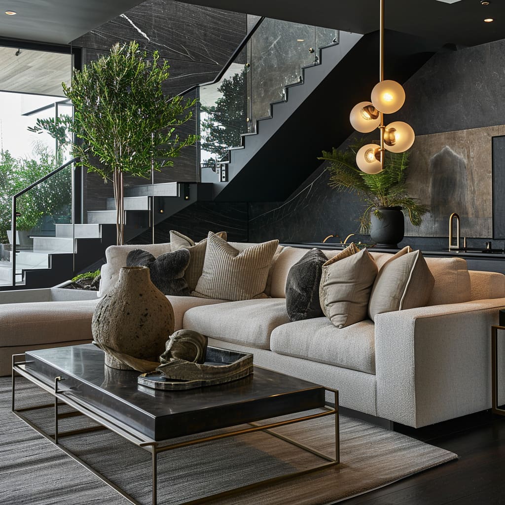 Stylish elegance is a hallmark of this interior design, offering a modern and luxurious atmosphere