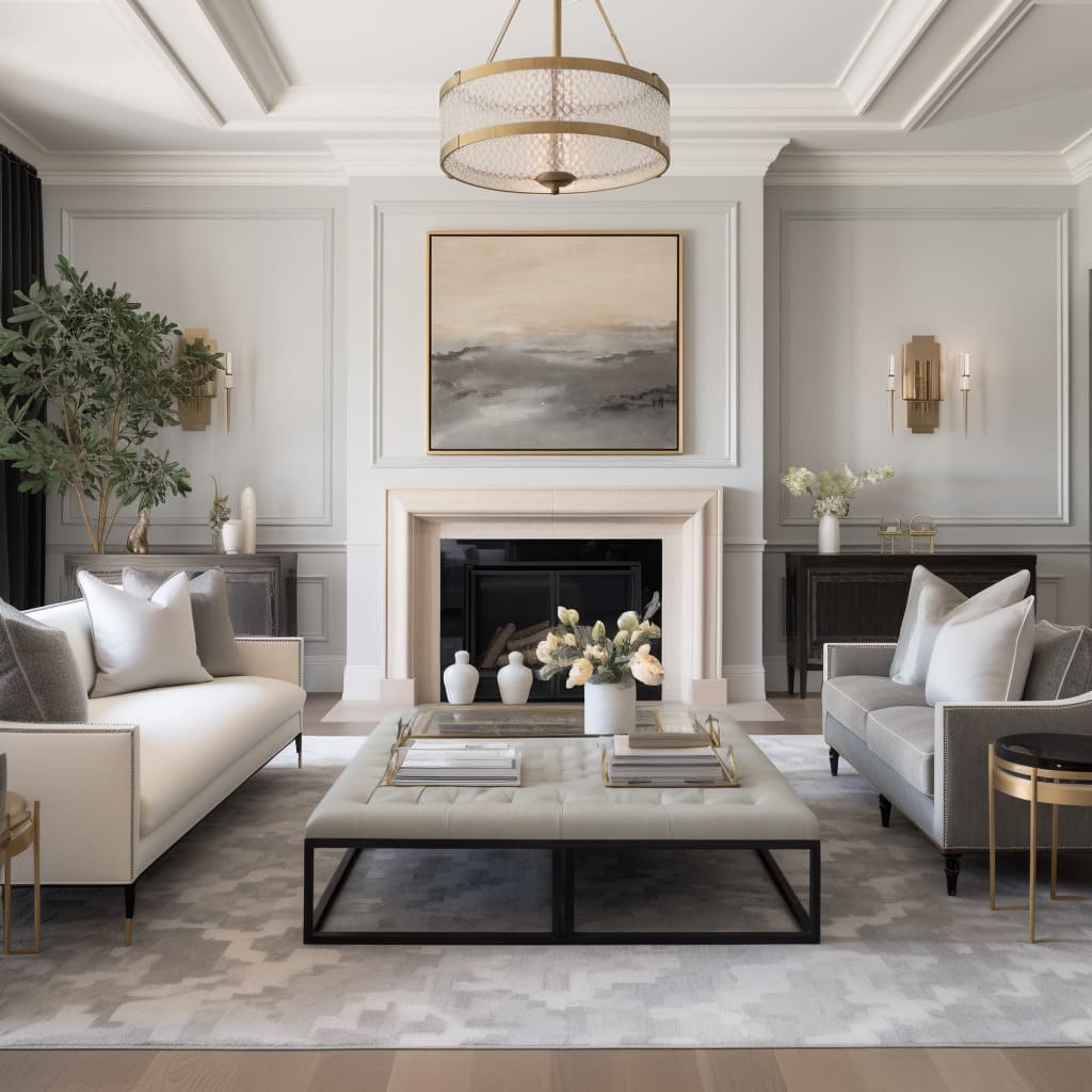 Stylish interiors are adorned with decorative elegance and unique textures