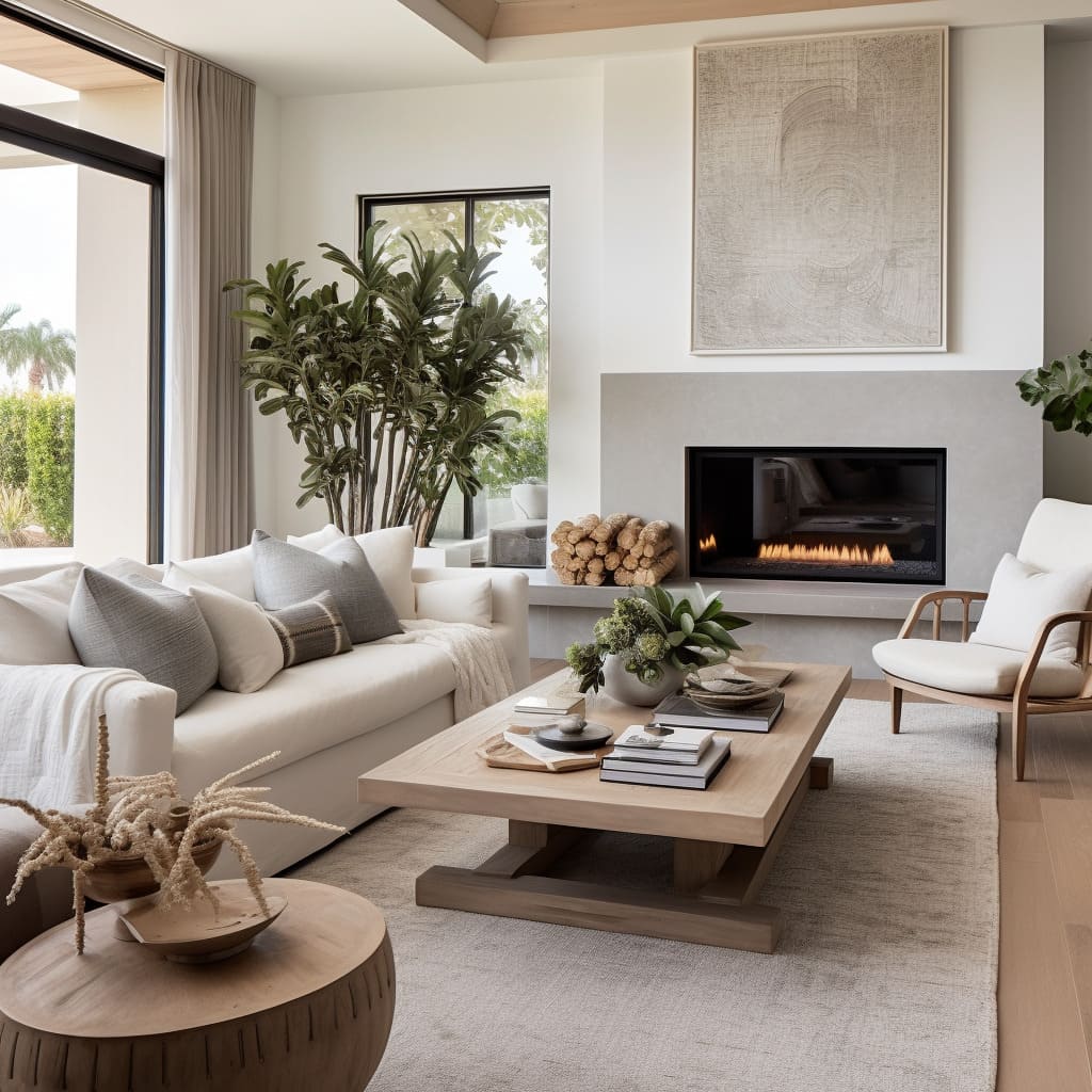 The Living Room reflects a Modern Farmhouse style, blending rustic elements with contemporary design