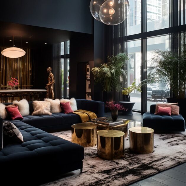 Bold Black&Gold Living Room Interior Design Ideas | Amazing