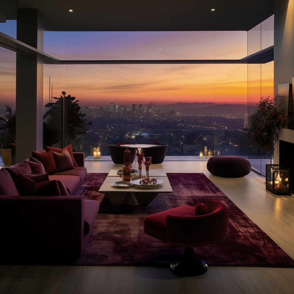 The living room's city views add to its amazing and awe-inspiring appeal.