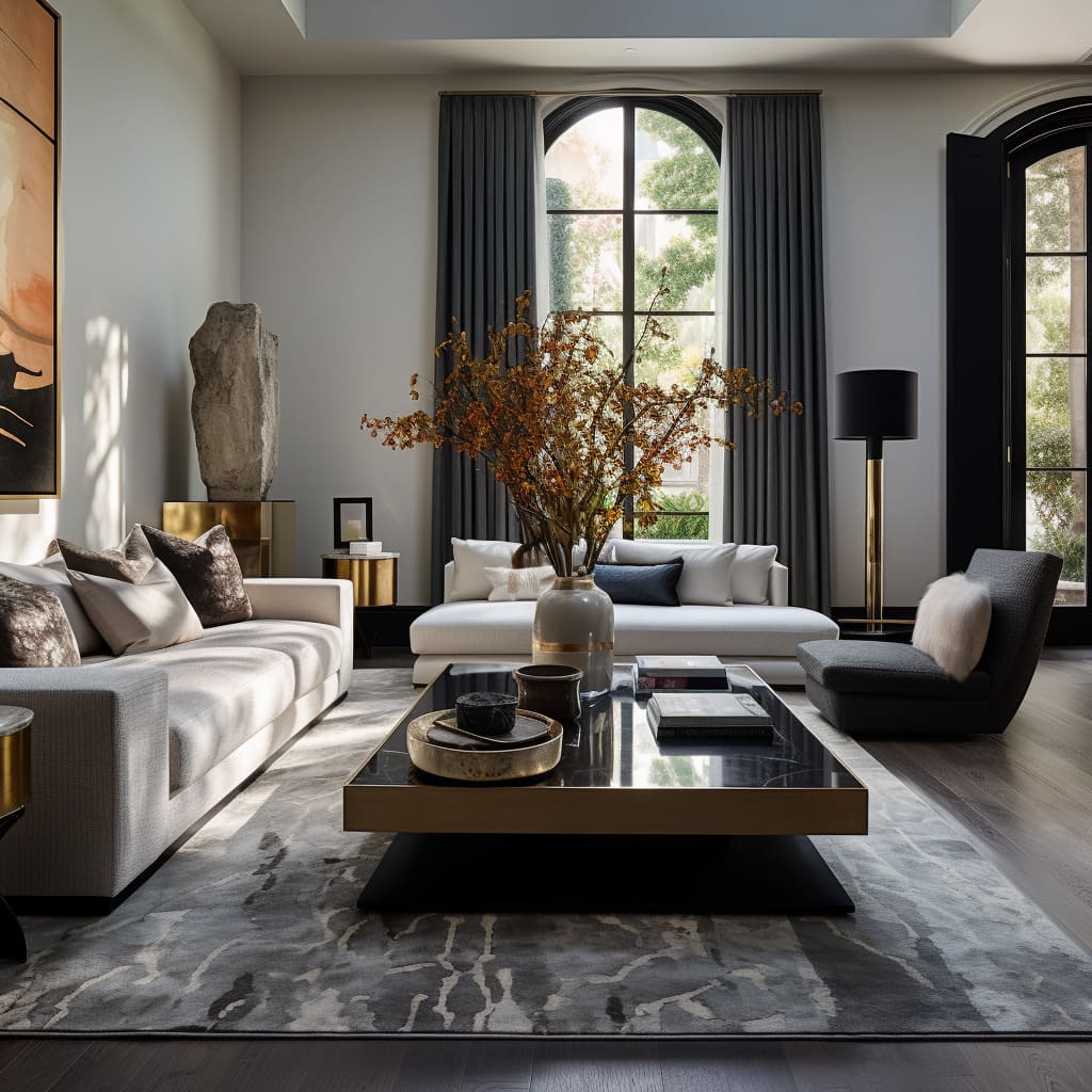 The living room's interior design is simply exquisite.