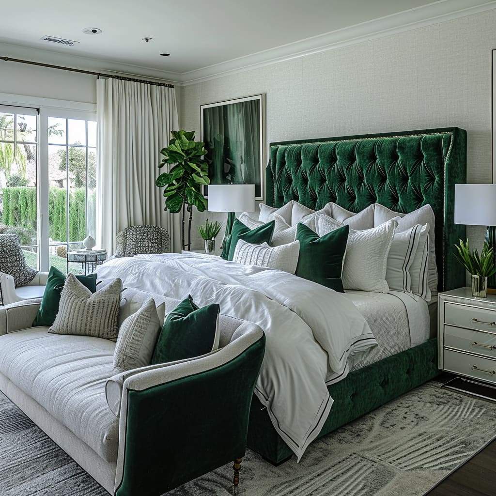 The master bedroom with a neutral color palette and bold accents for timeless beauty