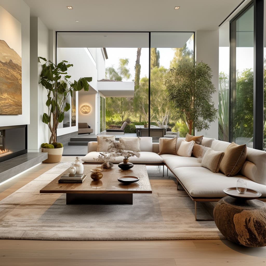 The modern and minimalist elements in this interior design offer visual appeal and a comfortable living environment.