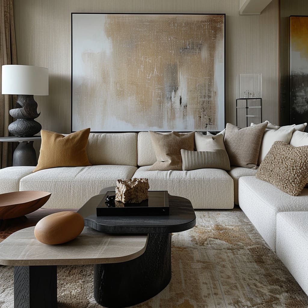 The modern sitting area showcases refined details, where each element is carefully curated for a sophisticated look