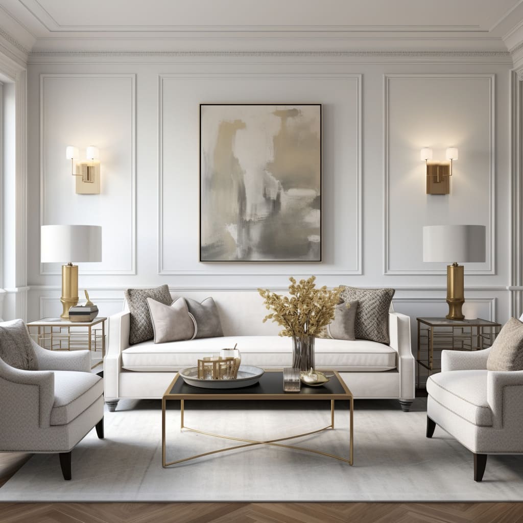 The personalized artwork adds a unique touch to the overall decor of this elegant space