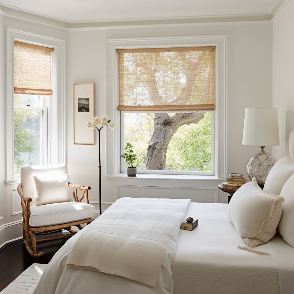 The soft color palette, primarily in whites and neutrals, creates a tranquil atmosphere.