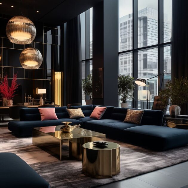 Bold Black&Gold Living Room Interior Design Ideas | Amazing
