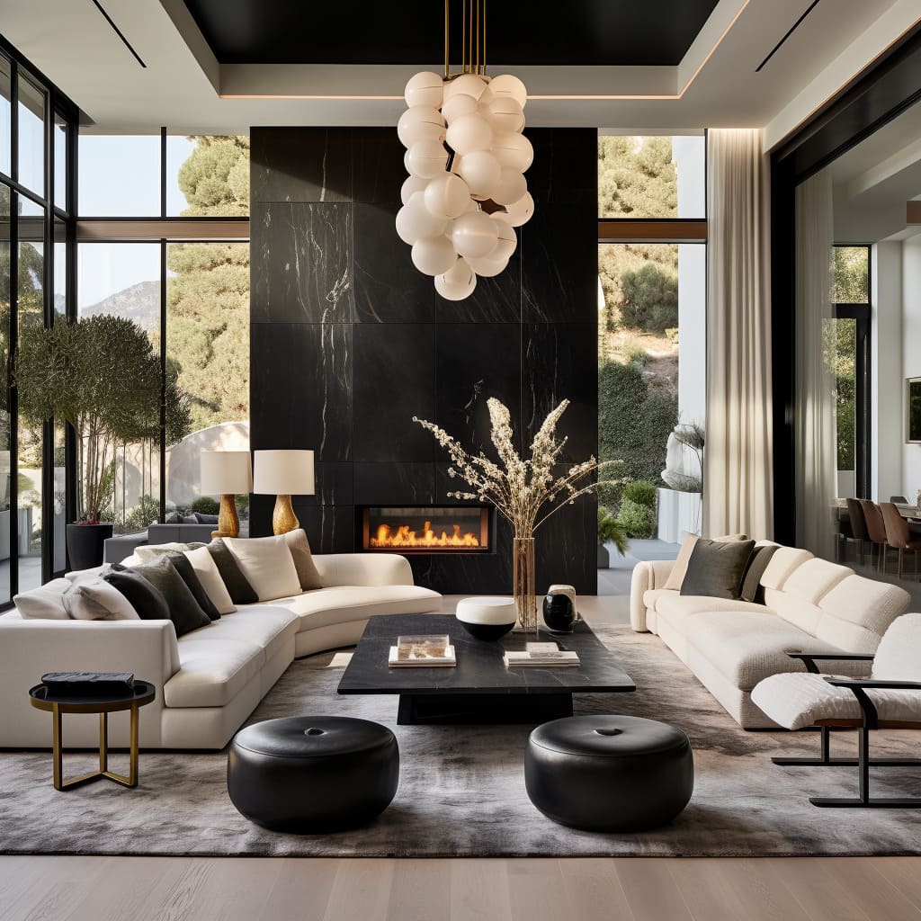 This living room is super fancy, with a cool modern vibe