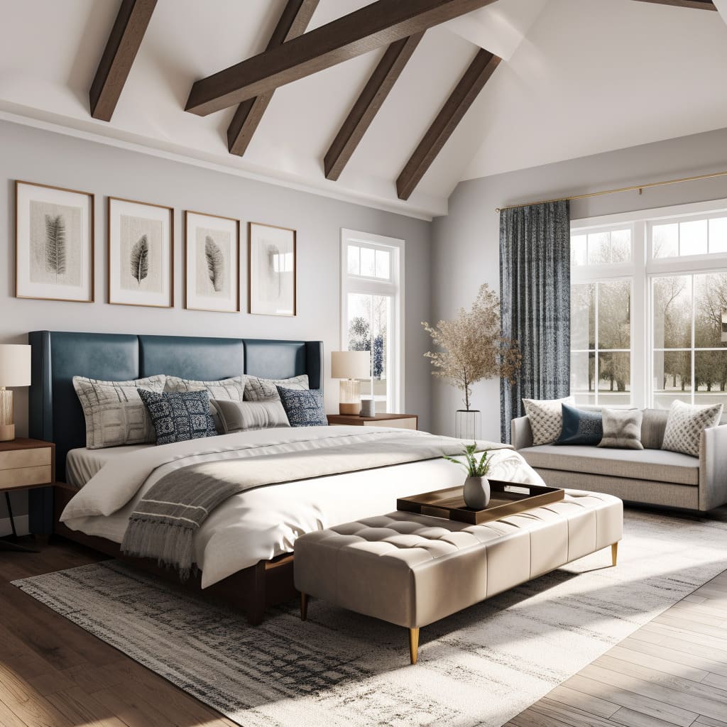 Traditional charm meets modern comfort in this elegantly designed bedroom.