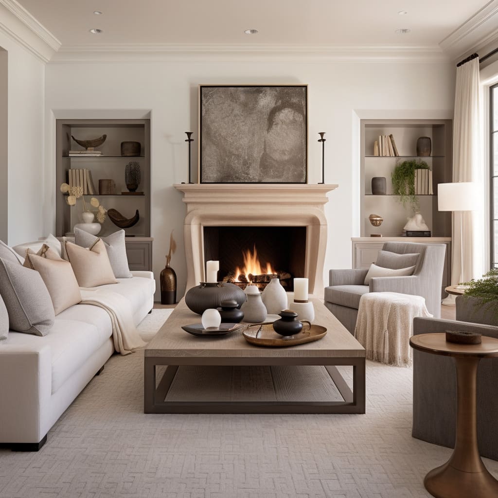 Traditional elegance is infused with modern sensibilities in the living room