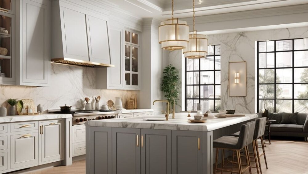 With careful consideration of colors, materials, and textures, this kitchen exudes luxury and comfort.